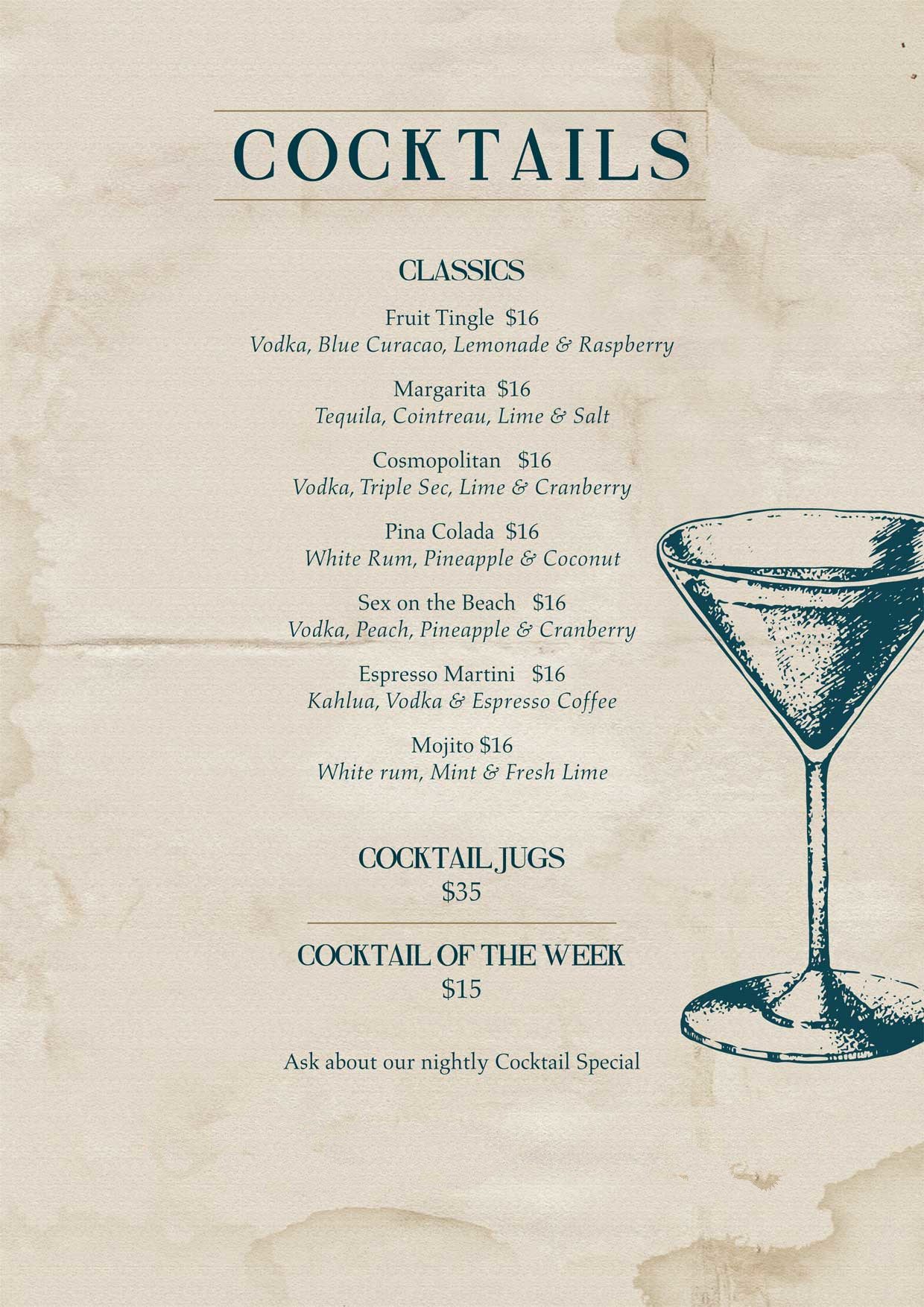 Cocktail Menu – Commercial Hotel Morpeth